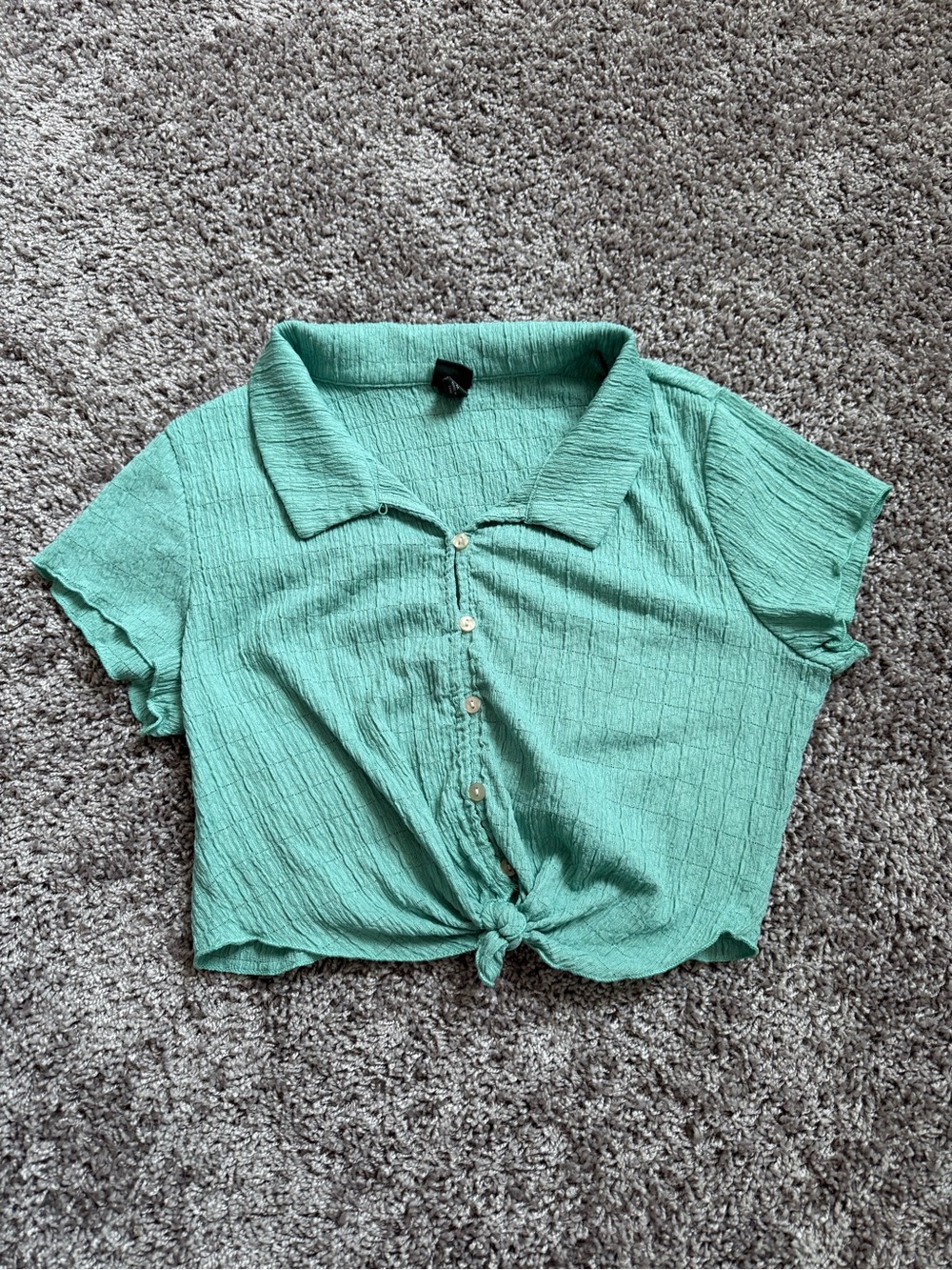 Button-Front Tie Waist Crop Top - Women